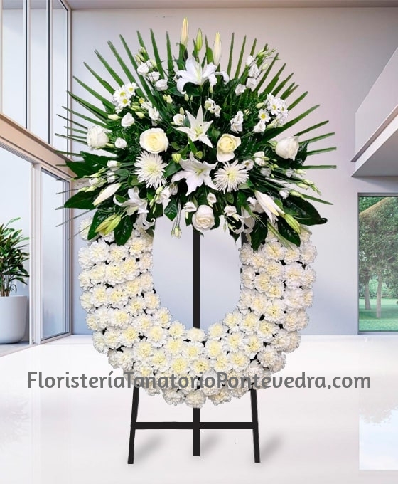Corona de flores Blanca Clásica para tanatorio
